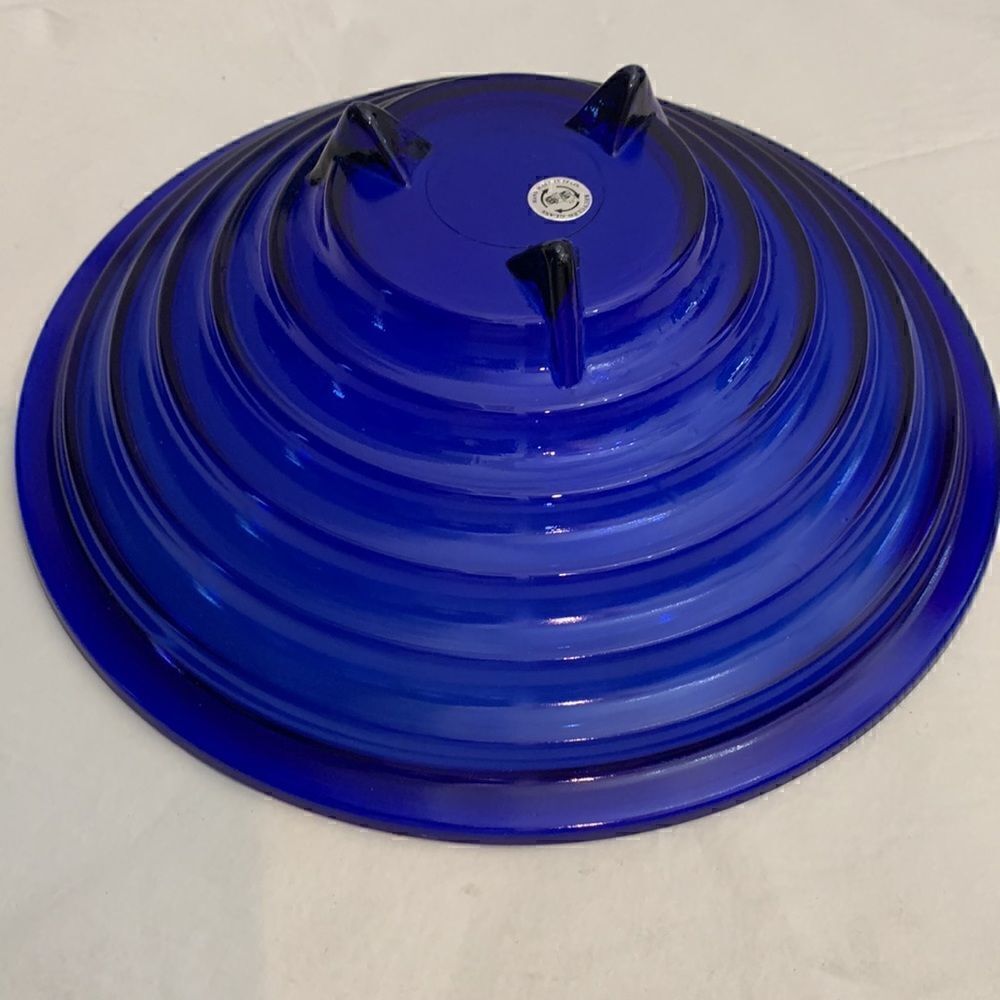 Cobalt Blue Handcrafted Spain Tiered 14 In Round 4 1/2 In Tall Serving Bowl - Picture 5 of 7